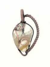 Load image into Gallery viewer, Yellow Iron Quartz Pendant wrapped and woven in Copper wire  
