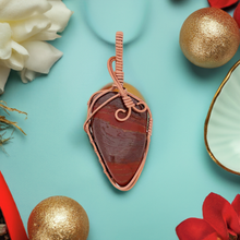 Load image into Gallery viewer, Snakeskin Jasper Pendant wrapped with copper wire