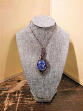Load image into Gallery viewer, Dalmatian Lapis Lazuli Cabochon wrapped in oxidized copper wire
