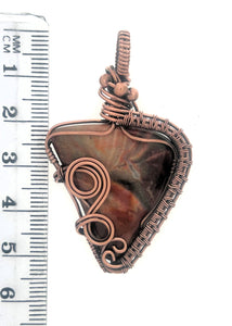 Serape Jasper Pendant wrapped in a copper wire  weave 5.5 cm lx 3 cm