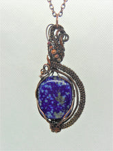 Load image into Gallery viewer, Dalmatian Lapis Lazuli Cabochon wrapped in oxidized copper wire
